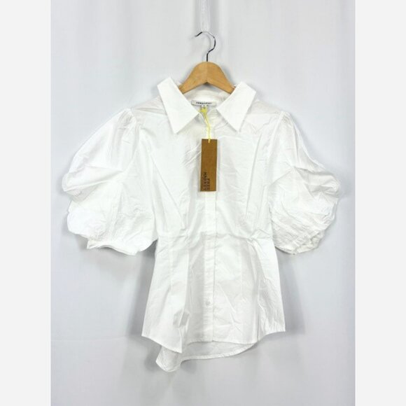 White Cotton Bishop Sleeve Blouse - Picture 6 of 9
